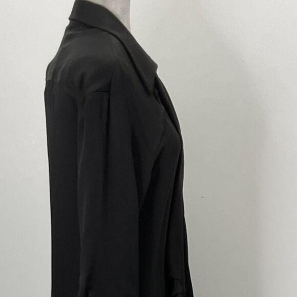 Massimo Dutti Maxi Wrap Black Satin Shirt Dress Size XS New With Tags - Picture 15 of 16